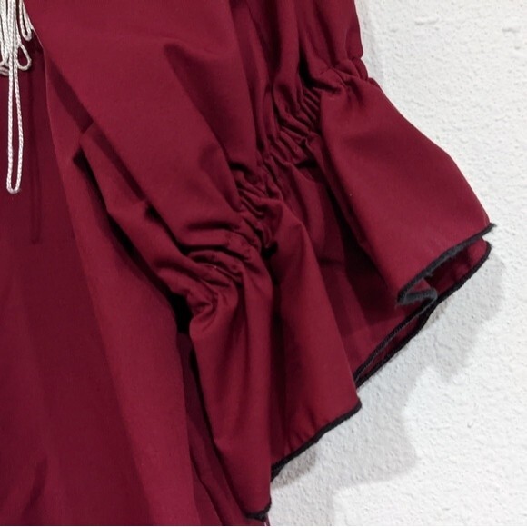 Vintage Fun & Fancy Originals Square Dance Blouse Fringe Burgundy Women's Small - Picture 3 of 8